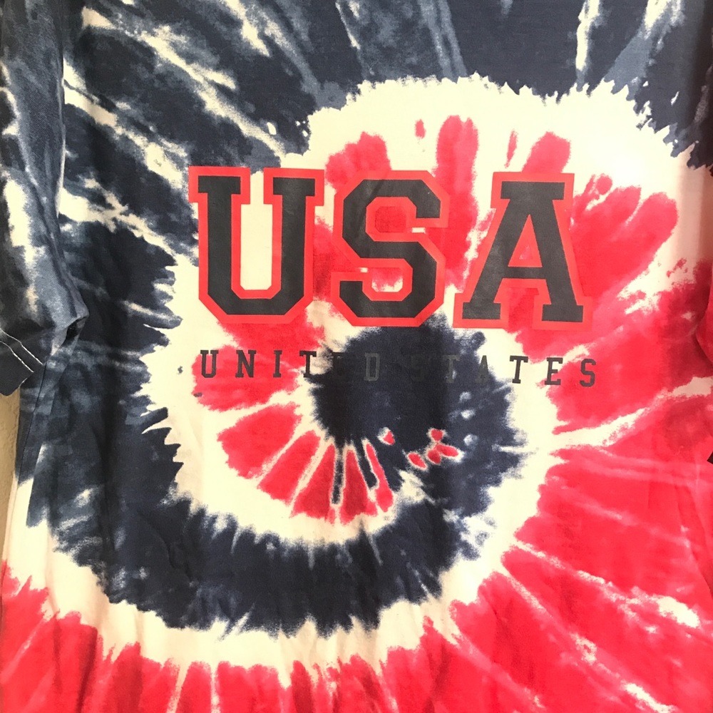 Red White and Blue Tie Dye USA Tee - Picture 2 of 3